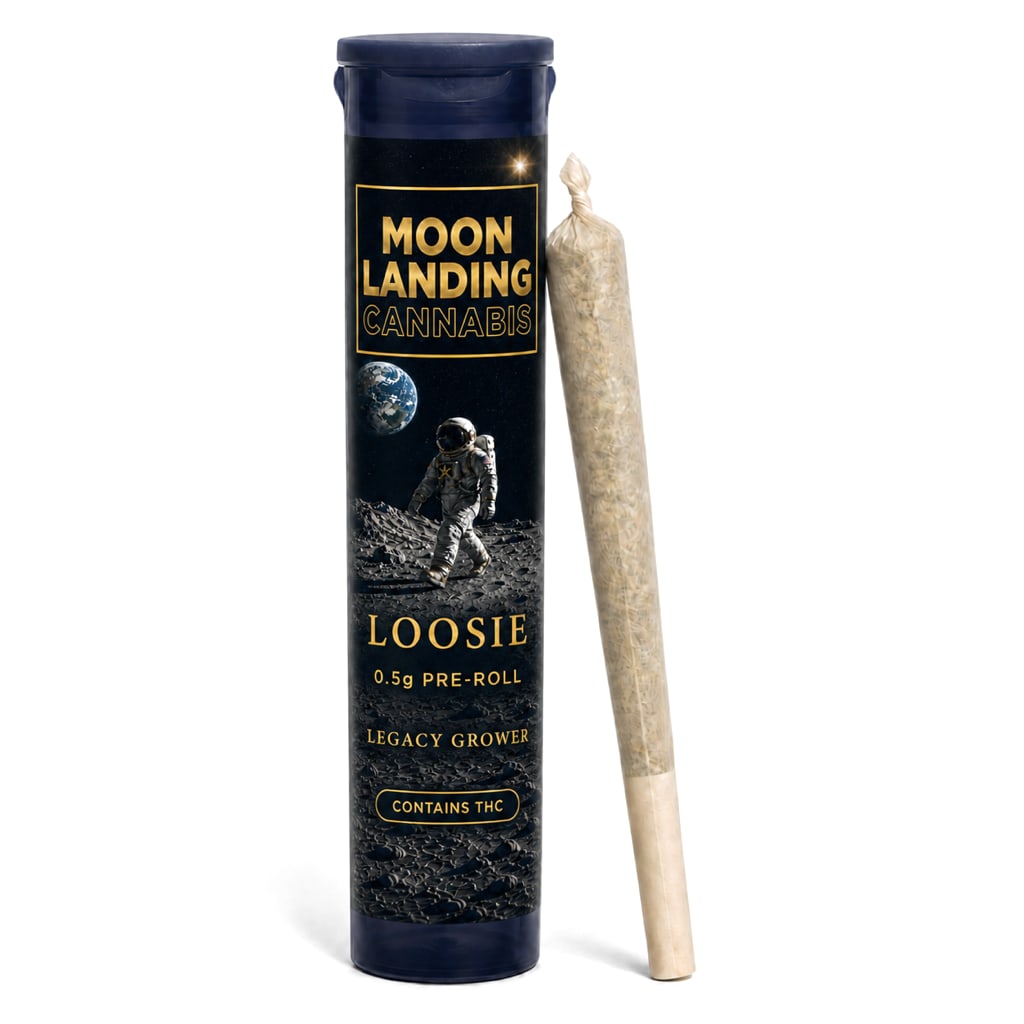 Moon Landing Loosie Pre-Roll in a midnight blue tube