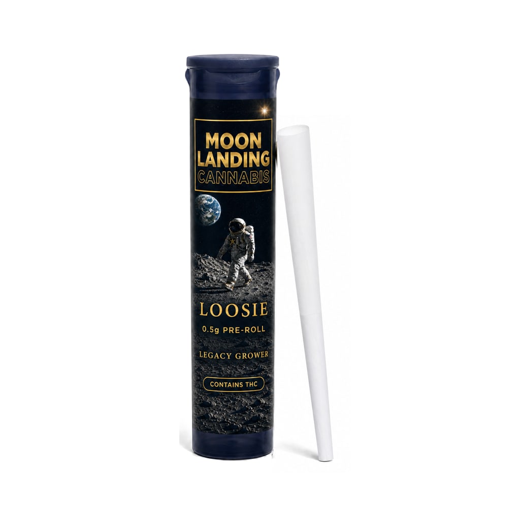 Moon Landing Loosie Pre-Roll in a midnight blue tube