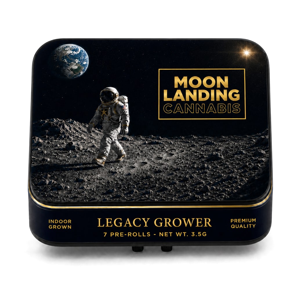 Moon Landing 7-pack Pre-Roll Tin with Earth lid art